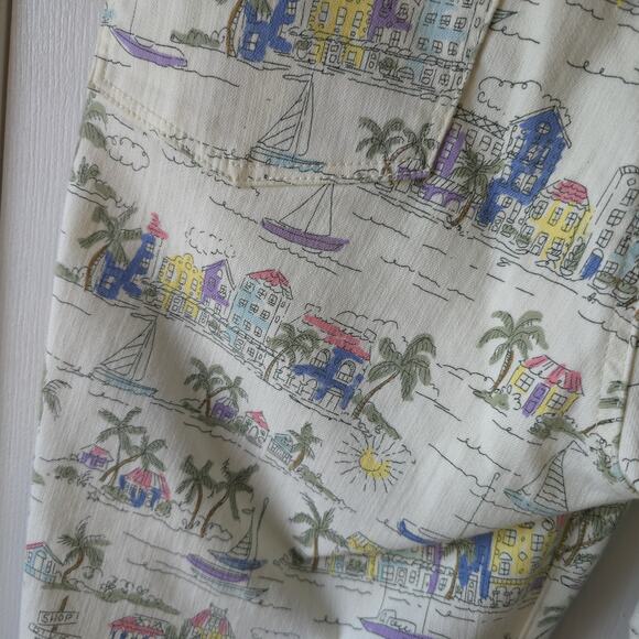 Talbots Island Print Crop Jeggings Sz 12 Tropical Beach Travel Pants - Picture 8 of 9